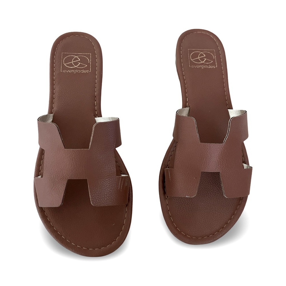 Brown Women's Faux Leather Sandals by Everglades made in Columbia Size 8